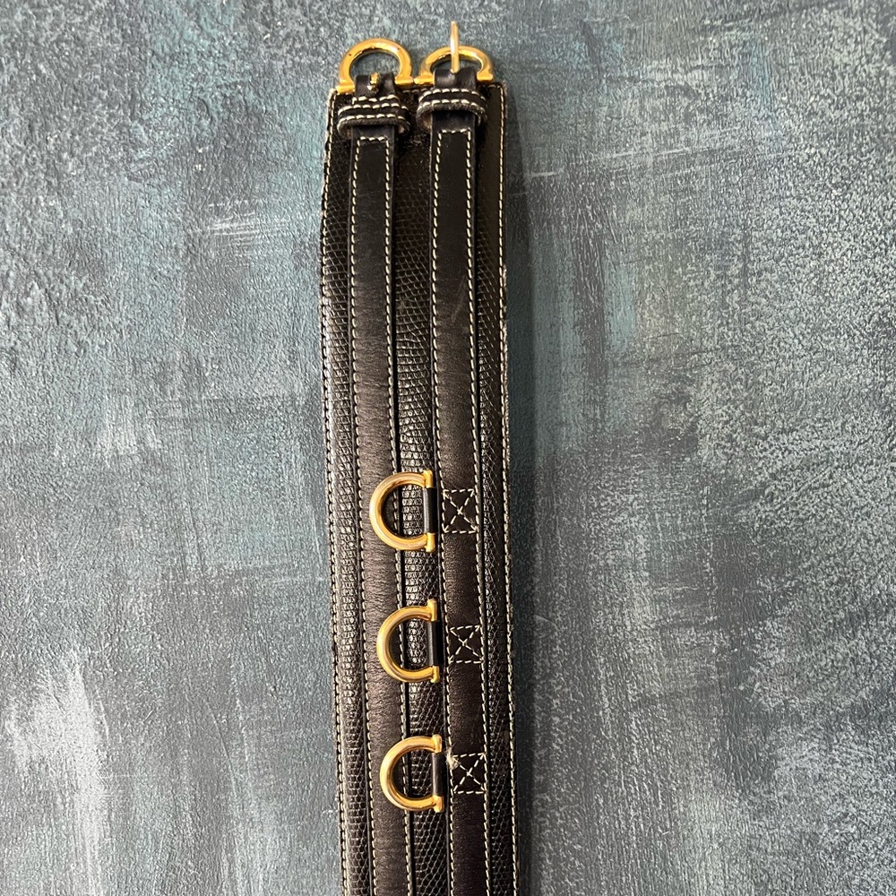 Lancel Black Belt Python Embossed With Leather Tr… - image 7